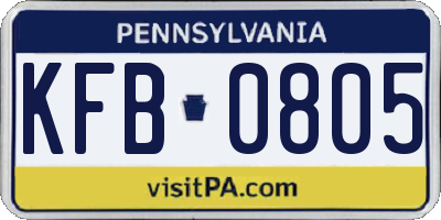 PA license plate KFB0805