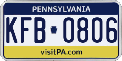PA license plate KFB0806