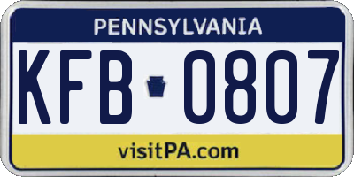 PA license plate KFB0807