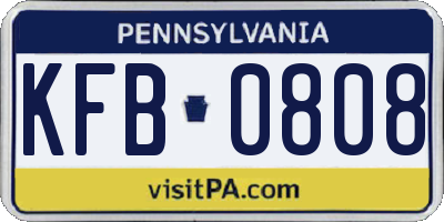 PA license plate KFB0808