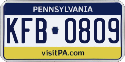 PA license plate KFB0809