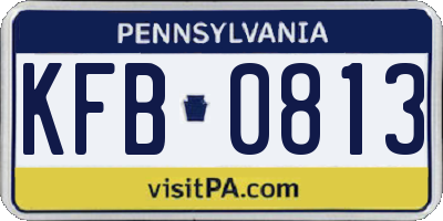 PA license plate KFB0813