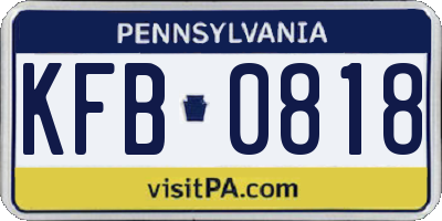 PA license plate KFB0818