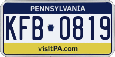 PA license plate KFB0819