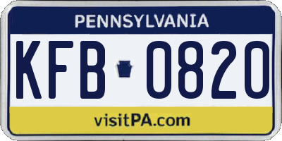 PA license plate KFB0820