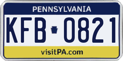 PA license plate KFB0821
