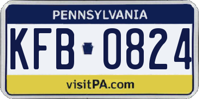 PA license plate KFB0824