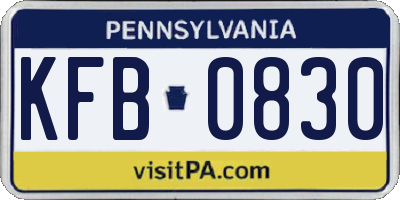 PA license plate KFB0830