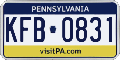 PA license plate KFB0831