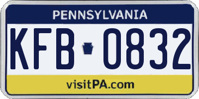 PA license plate KFB0832