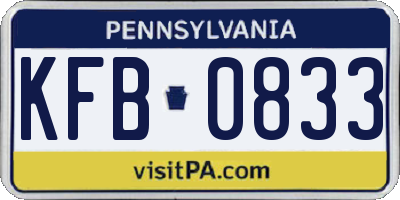 PA license plate KFB0833