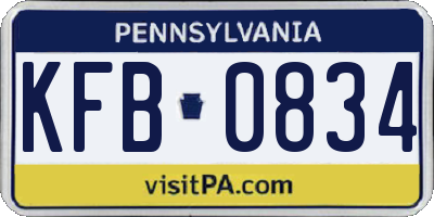 PA license plate KFB0834