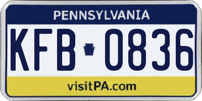 PA license plate KFB0836