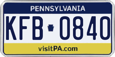 PA license plate KFB0840