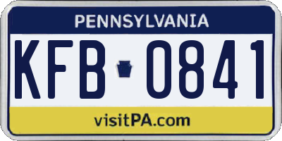 PA license plate KFB0841