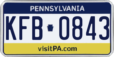 PA license plate KFB0843