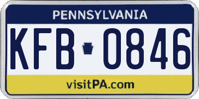 PA license plate KFB0846