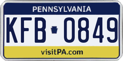 PA license plate KFB0849