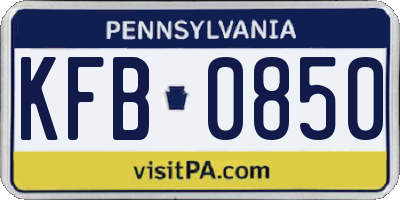 PA license plate KFB0850