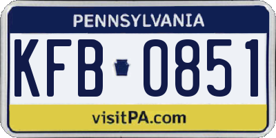 PA license plate KFB0851