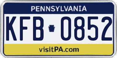 PA license plate KFB0852