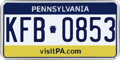 PA license plate KFB0853