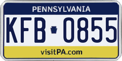 PA license plate KFB0855