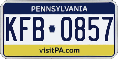 PA license plate KFB0857