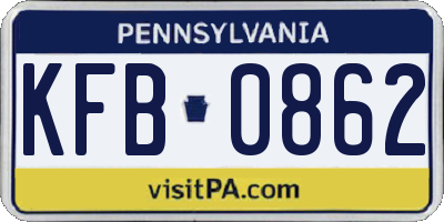 PA license plate KFB0862