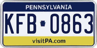 PA license plate KFB0863