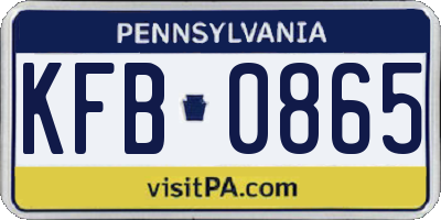 PA license plate KFB0865