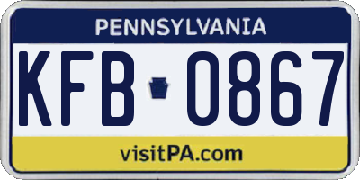 PA license plate KFB0867