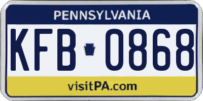 PA license plate KFB0868
