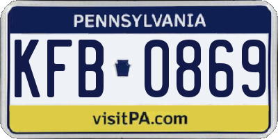 PA license plate KFB0869
