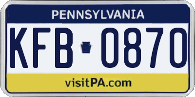 PA license plate KFB0870