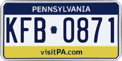PA license plate KFB0871