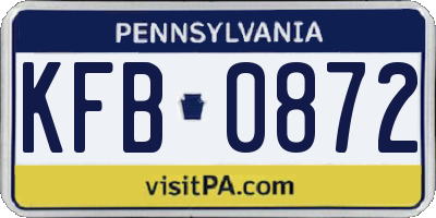 PA license plate KFB0872