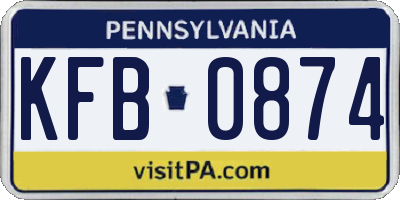 PA license plate KFB0874