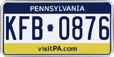 PA license plate KFB0876