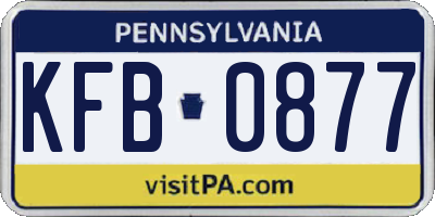 PA license plate KFB0877