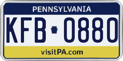 PA license plate KFB0880