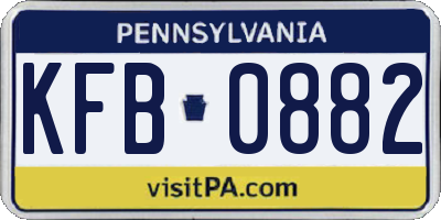 PA license plate KFB0882