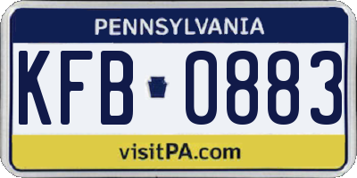 PA license plate KFB0883