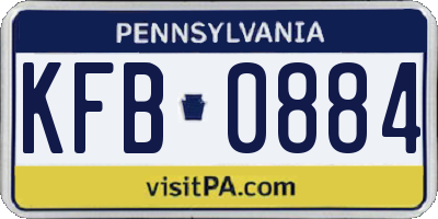 PA license plate KFB0884