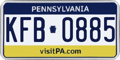 PA license plate KFB0885