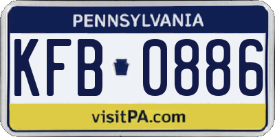 PA license plate KFB0886