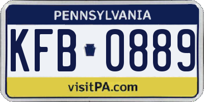 PA license plate KFB0889