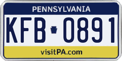 PA license plate KFB0891
