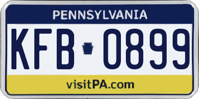 PA license plate KFB0899