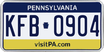 PA license plate KFB0904